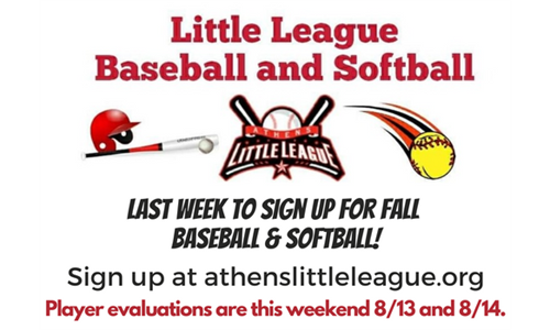 Last week to sign up for baseball & softball!